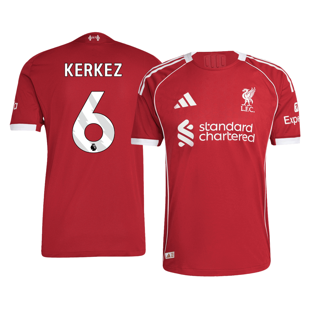 KERKEZ #6 Liverpool Home Soccer Jersey 2025/26 Player Version - Soccerdeal