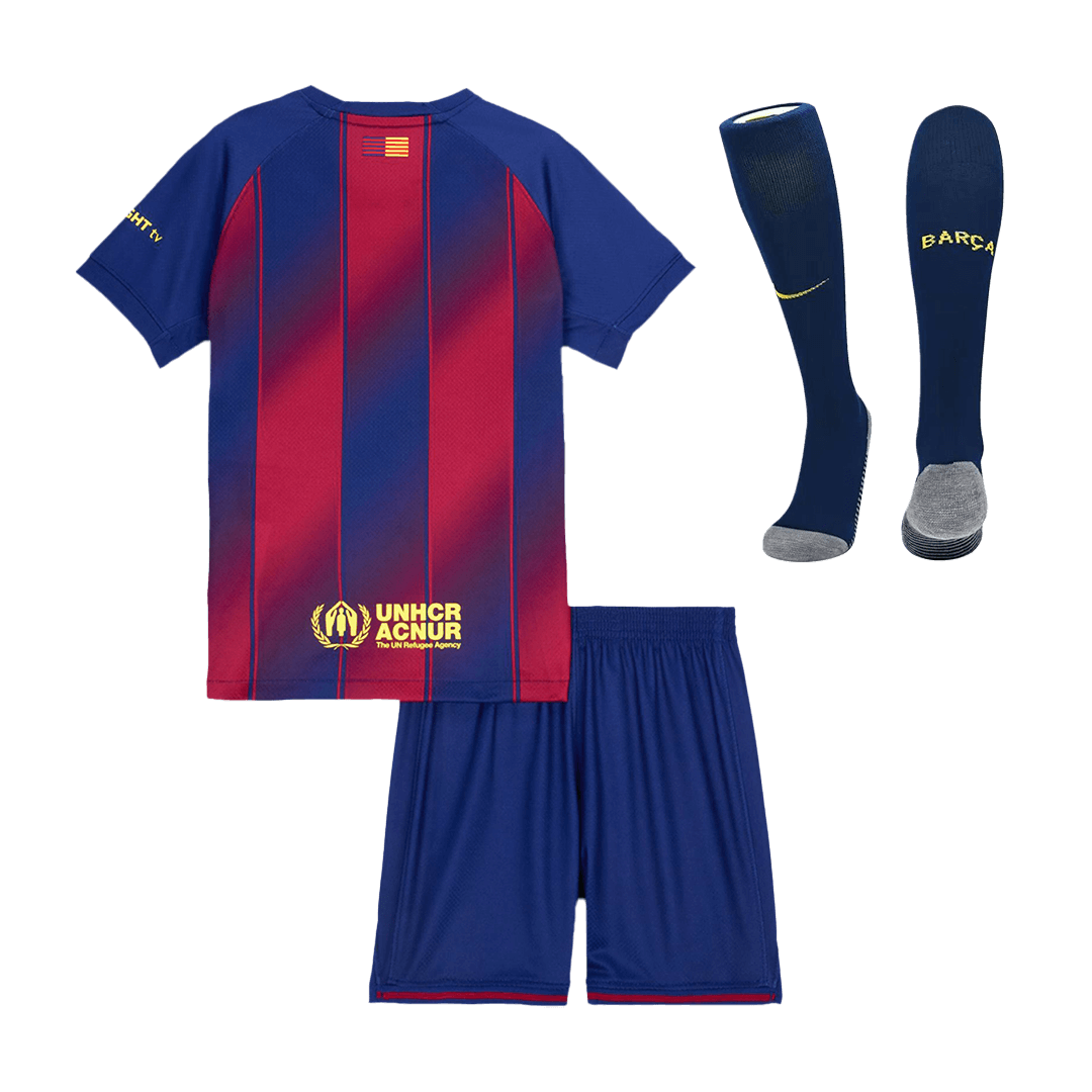 Kid's Barcelona Home Soccer Jersey Kit(Jersey+Shorts+Socks) 2025/26 - Soccerdeal