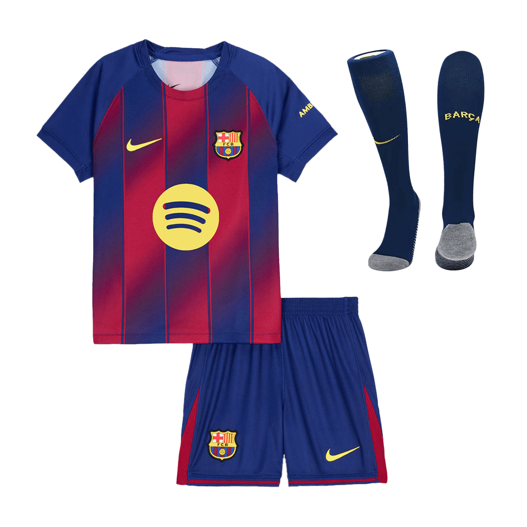 Kid's Barcelona Home Soccer Jersey Kit(Jersey+Shorts+Socks) 2025/26 - Soccerdeal