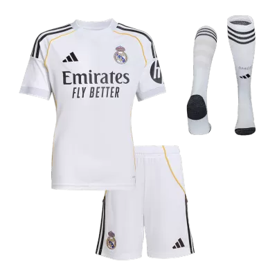 Kid's Real Madrid Home Soccer Jersey Kit(Jersey+Shorts+Socks) 2025/26 - Soccerdeal