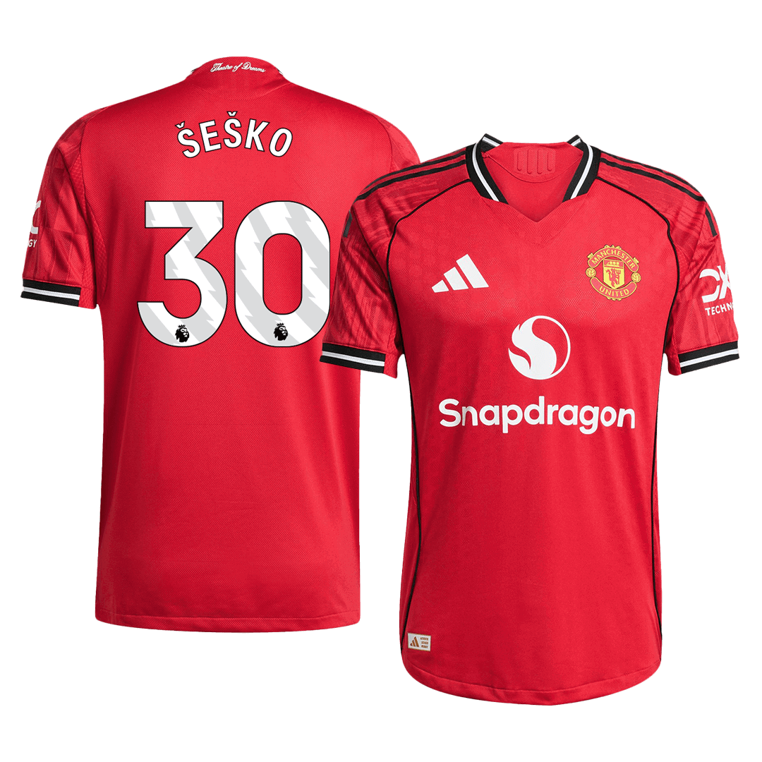 ŠEŠKO #30 Manchester United Home Soccer Jersey 2025/26 Player Version - Soccerdeal