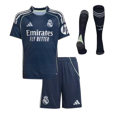 Kid's Real Madrid Away Soccer Jersey Kit(Jersey+Shorts+Socks) 2025/26 - Soccerdeal