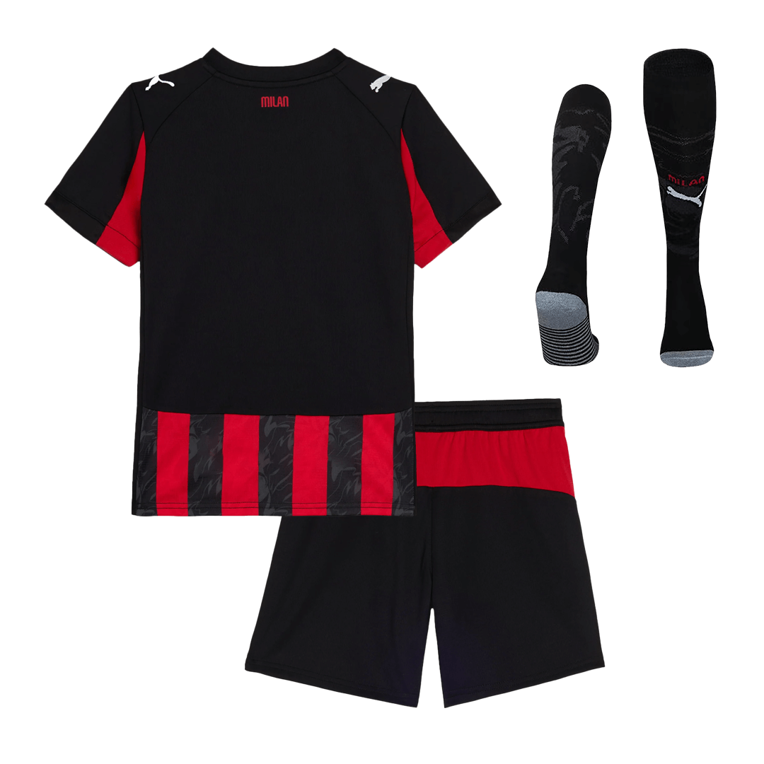 Kid's AC Milan Home Soccer Jersey Kit(Jersey+Shorts+Socks) 2025/26 - Soccerdeal