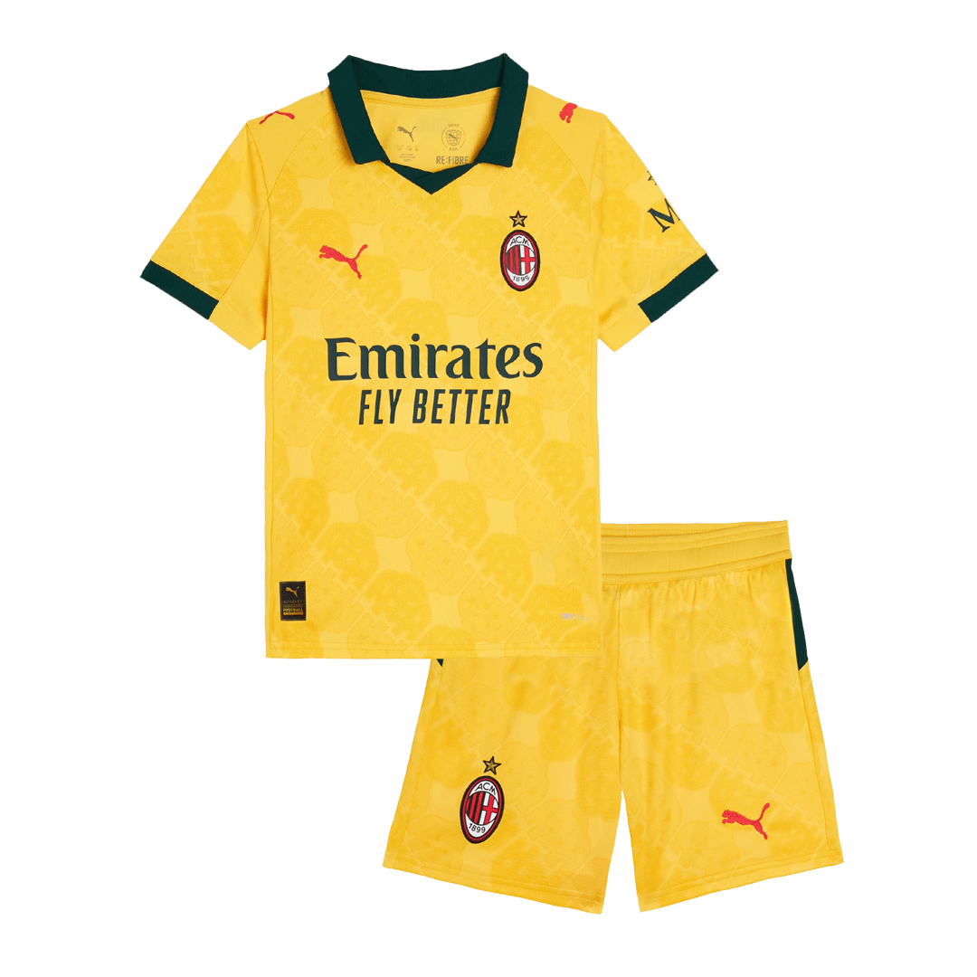 Kid's AC Milan Third Away Soccer Jersey Kit(Jersey+Shorts) 2025/26 - Soccerdeal
