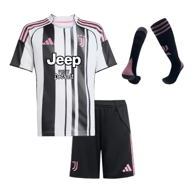 Kid's Juventus Home Soccer Jersey Kit(Jersey+Shorts+Socks) 2025/26 - Soccerdeal