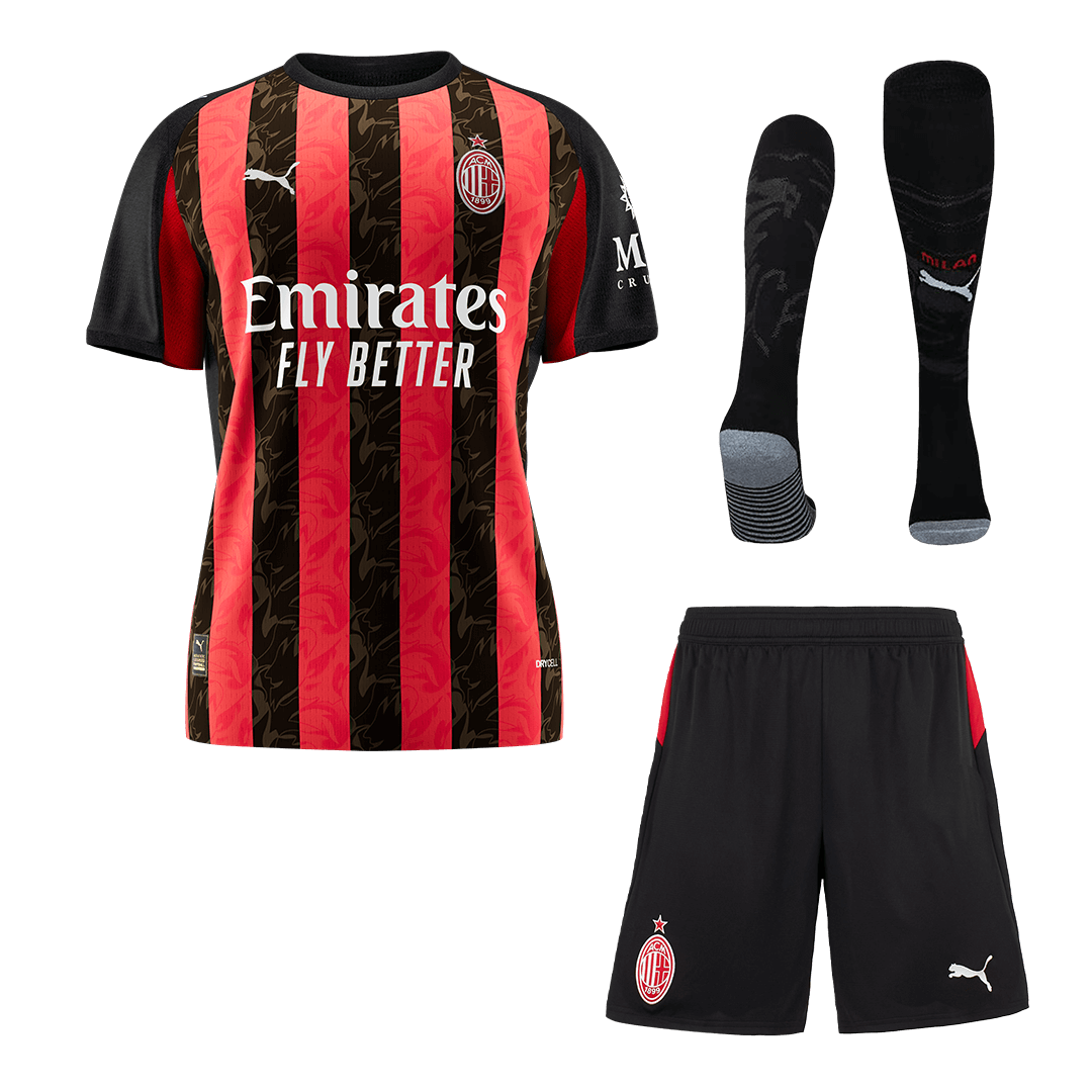 AC Milan Home Soccer Jersey Kit(Jersey+Shorts+Socks) 2025/26 - Soccerdeal