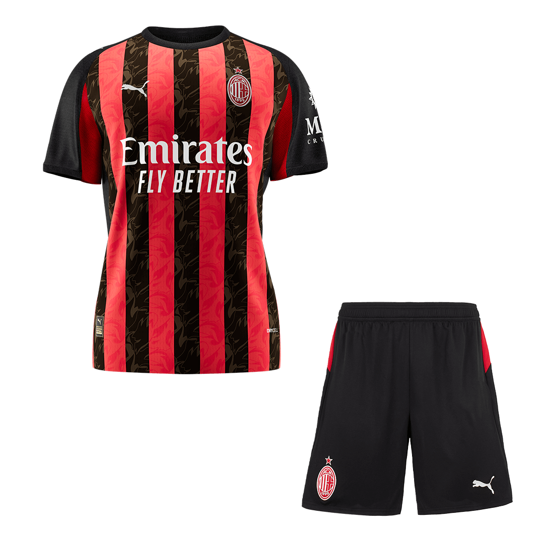 AC Milan Home Soccer Jersey Kit(Jersey+Shorts) 2025/26 - Soccerdeal
