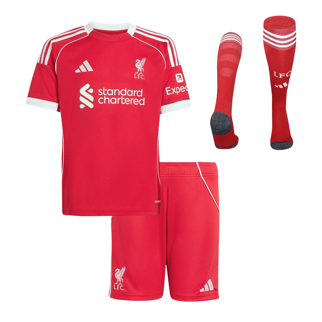 Kid's Liverpool Home Soccer Jersey Kit(Jersey+Shorts+Socks) 2025/26 - Soccerdeal