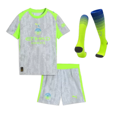 Kid's Manchester City Third Away Soccer Jersey Kit(Jersey+Shorts+Socks) 2025/26 - Soccerdeal
