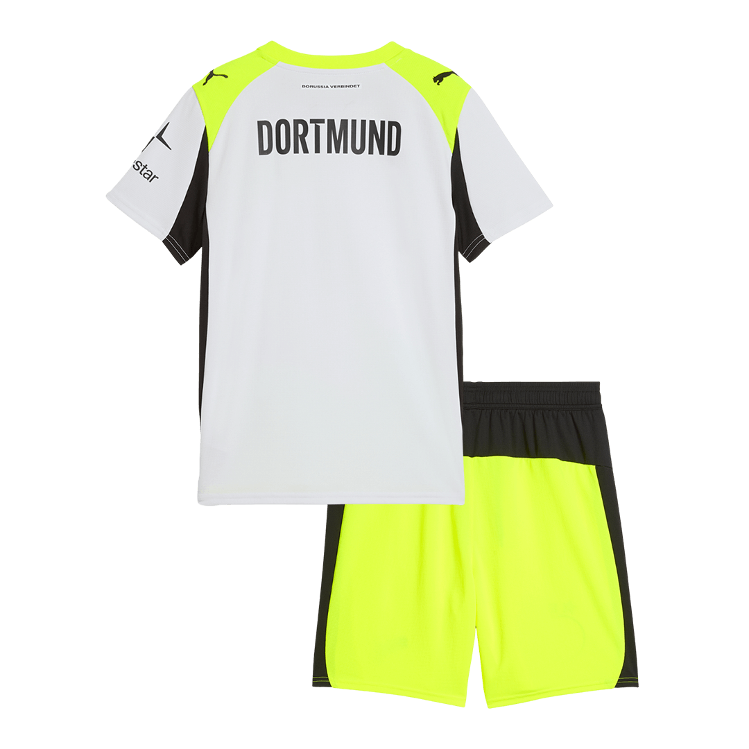Kid's Borussia Dortmund Away Soccer Jersey Kit(Jersey+Shorts) 2025/26 - Soccerdeal