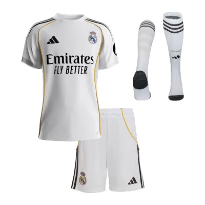 Kid's Real Madrid Home Soccer Jersey Kit(Jersey+Shorts+Socks) 2025/26 - Soccerdeal
