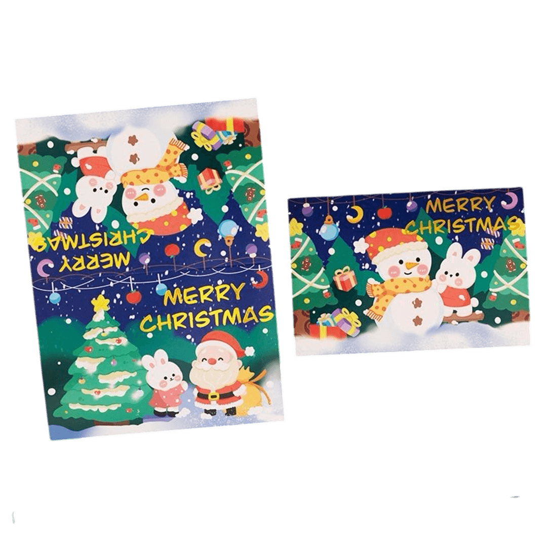 Custom Christmas Card – Snowman & Bunny– Personalized Message - Soccerdeal