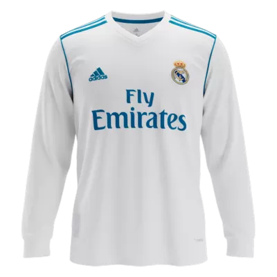 Retro 2017/18 Real Madrid Home Long Sleeve Soccer Jersey - Soccerdeal