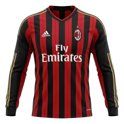 Retro 2013/14 AC Milan Home Long Sleeve Soccer Jersey - Soccerdeal