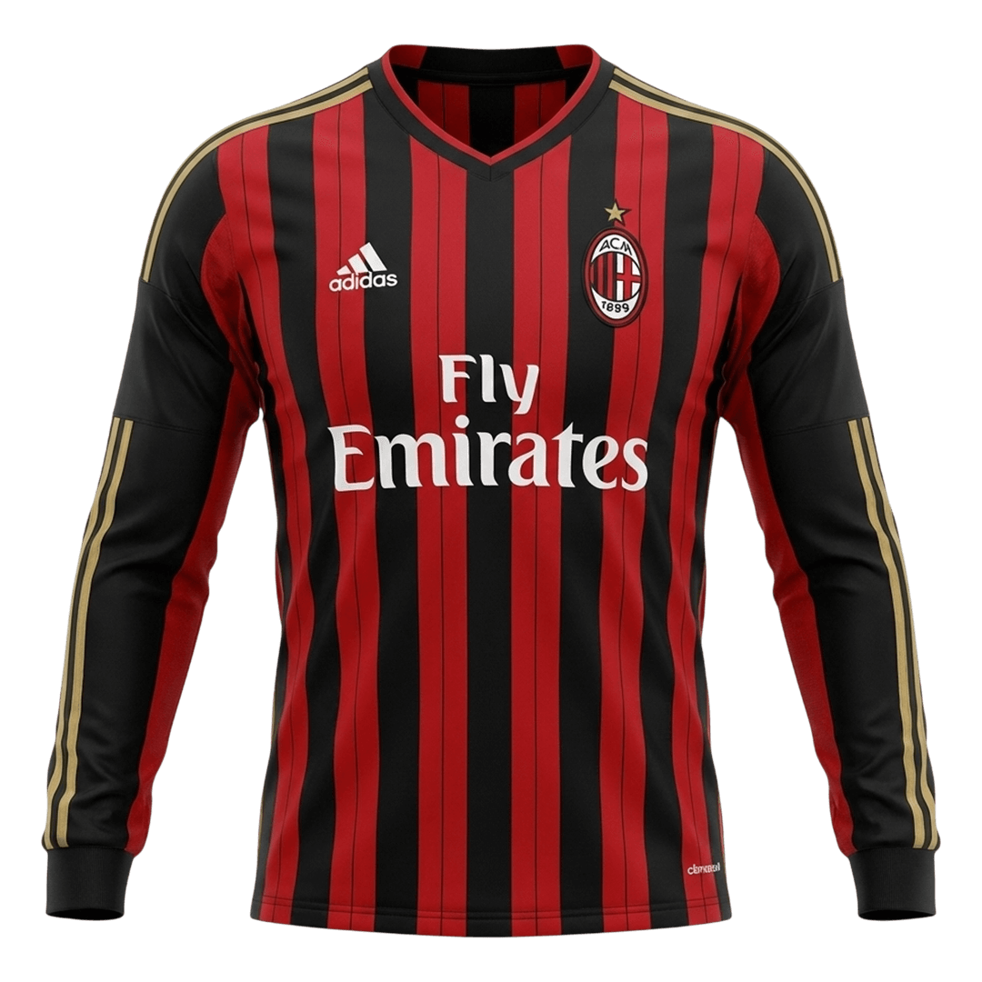 Retro 2013/14 AC Milan Home Long Sleeve Soccer Jersey - Soccerdeal