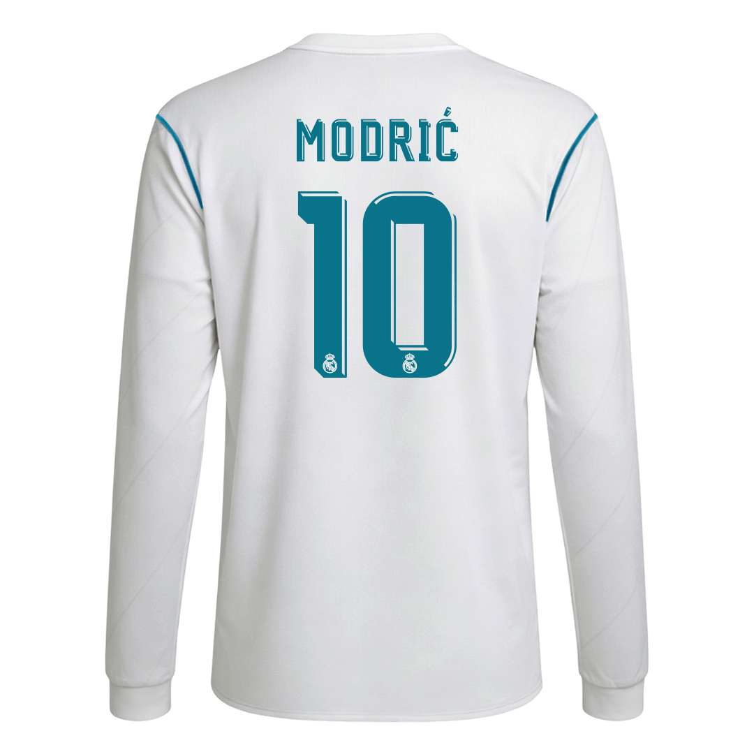 Retro MODRIĆ #10 2017/18 Real Madrid Home Long Sleeve Soccer Jersey - Soccerdeal