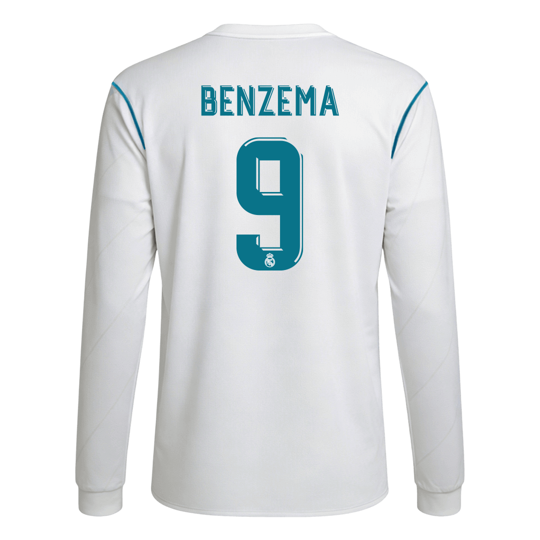 Retro BENZEMA #9 2017/18 Real Madrid Home Long Sleeve Soccer Jersey - Soccerdeal