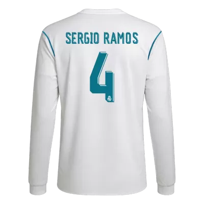 Retro SERGIO RAMOS #4 2017/18 Real Madrid Home Long Sleeve Soccer Jersey - Soccerdeal