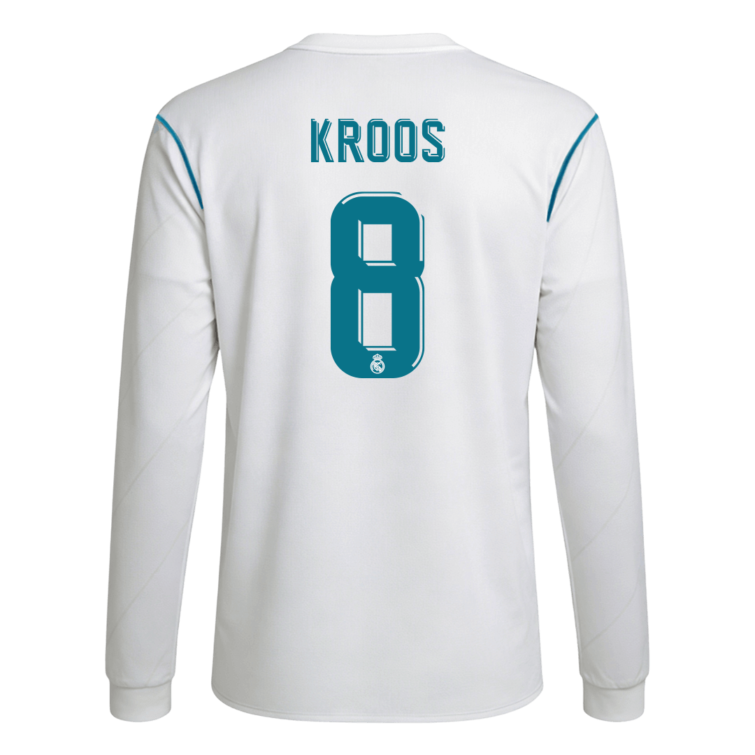 Retro KROOS #8 2017/18 Real Madrid Home Long Sleeve Soccer Jersey - Soccerdeal