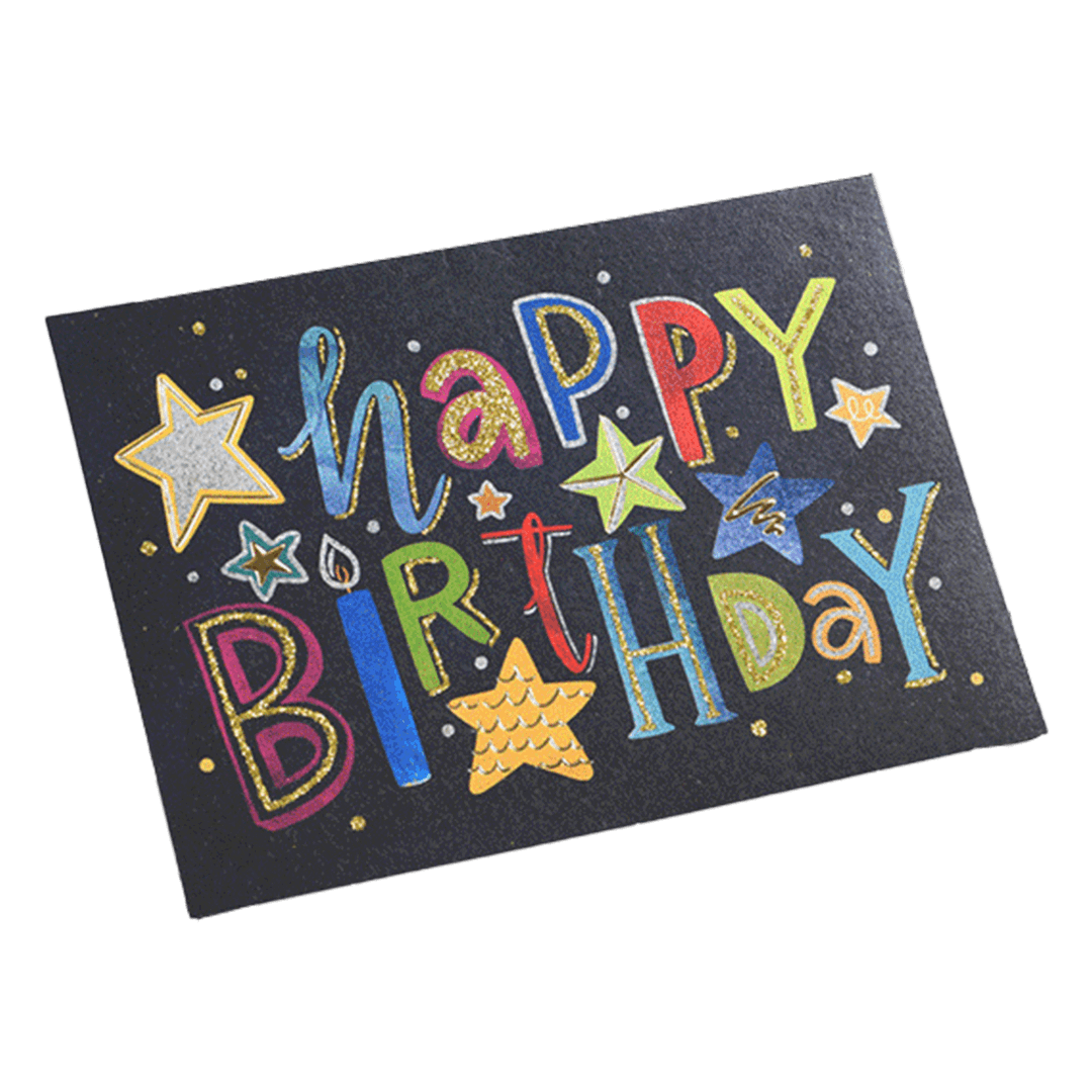 Custom Colorful Star Birthday Card Black - Soccerdeal