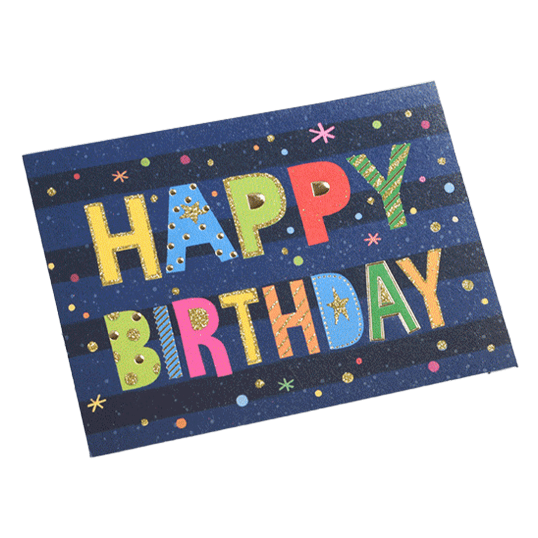 Custom Colored Letters Birthday Card Navy - Soccerdeal