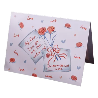 Custom Rose Letter Valentine's Day Card Blue&Pink - Soccerdeal