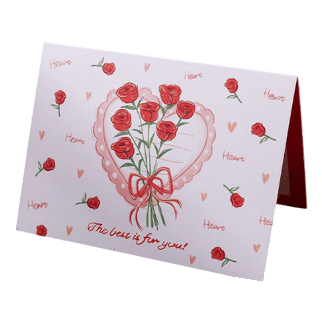 Custom Rose Heart Valentine's Day Card Red - Soccerdeal