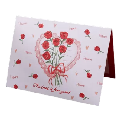 Custom Rose Heart Valentine's Day Card Red - Soccerdeal