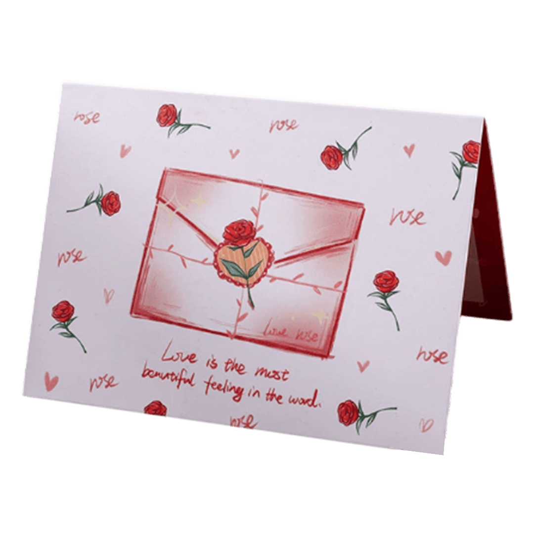 Custom Rose Envelope Valentine's Day Card Red - Soccerdeal