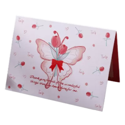 Custom Tulip Butterfly Valentine's Day Card Red - Soccerdeal