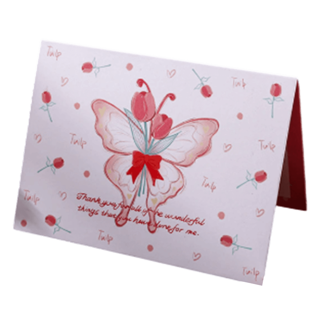 Custom Tulip Butterfly Valentine's Day Card Red - Soccerdeal