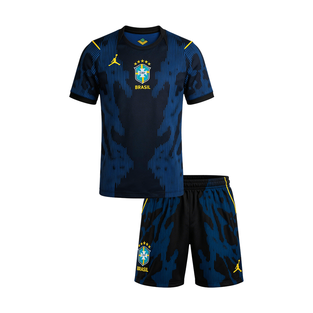 Kid's Brazil Away Soccer Jersey Kit(Jersey+Shorts) 2026 - Soccerdeal
