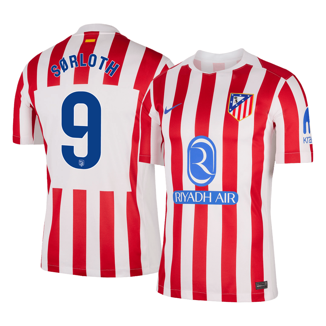 SØRLOTH #9 Atletico Madrid Home Soccer Jersey 2025/26 - Soccerdeal