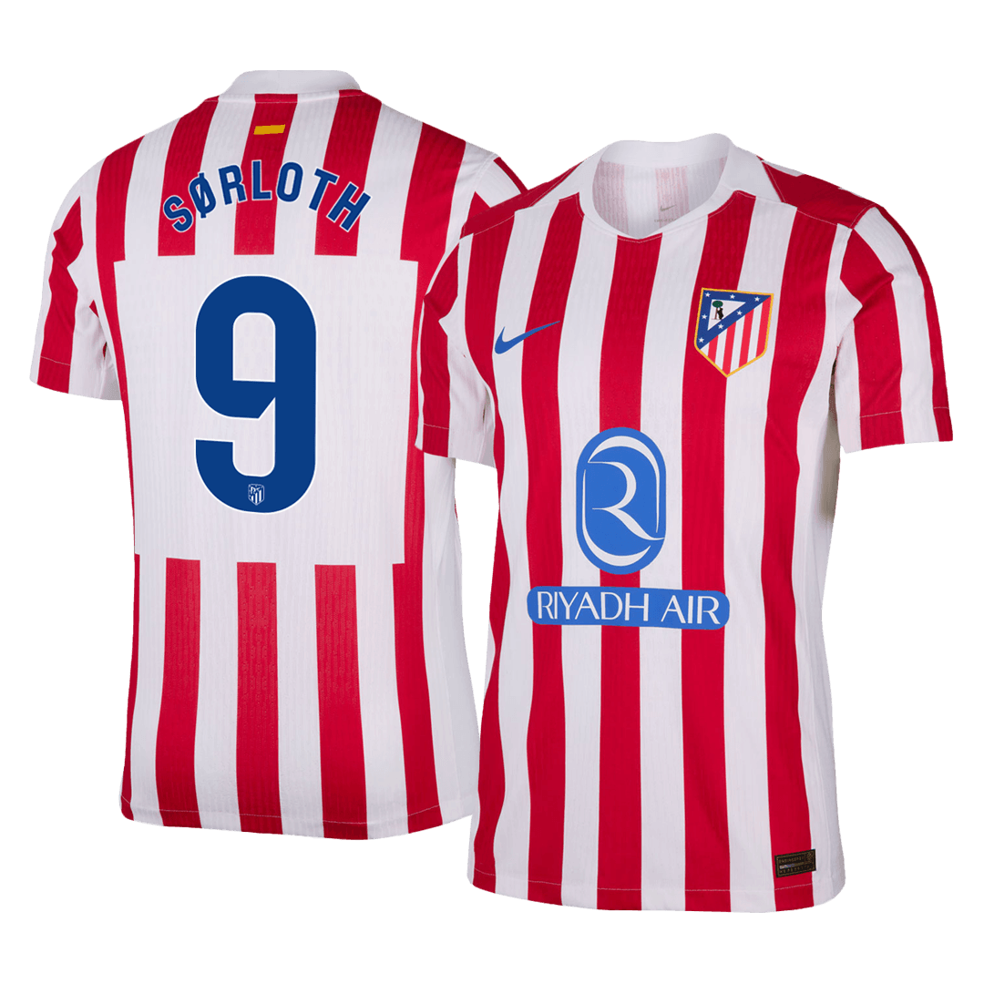 SØRLOTH #9 Atletico Madrid Home Soccer Jersey 2025/26 Player Version - Soccerdeal