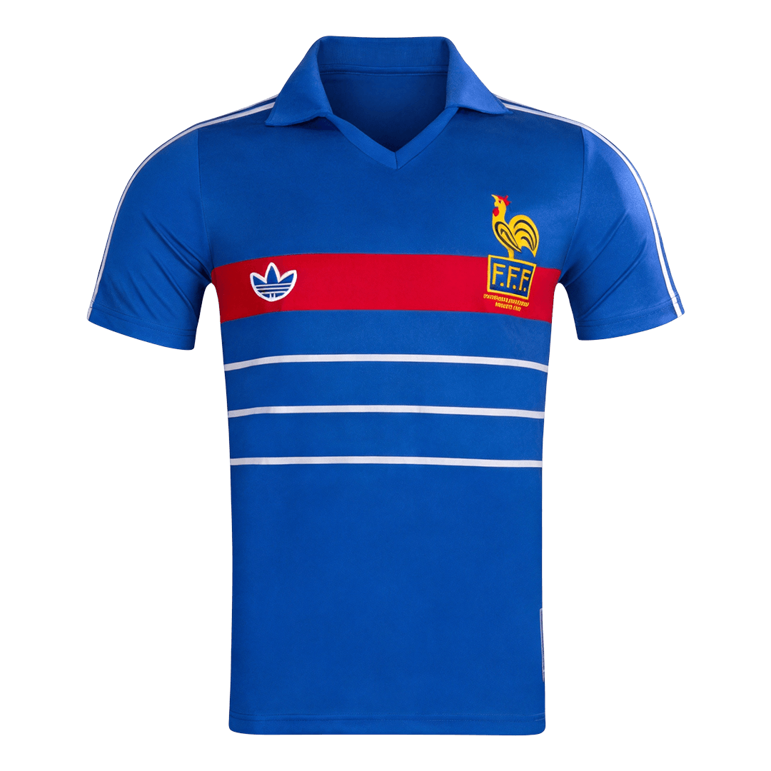 Retro 1984 France Home Soccer Jersey - Soccerdeal