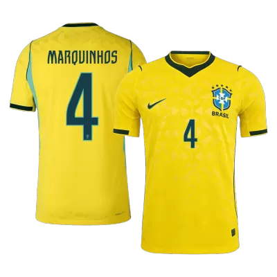 MARQUINHOS #4 Brazil Home Soccer Jersey 2026 Player Version - Soccerdeal