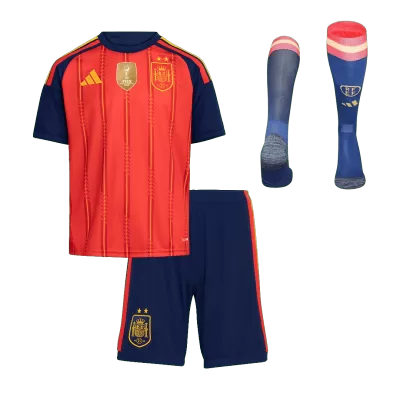 Kid's Spain Home Soccer Jersey Kit(Jersey+Shorts+Socks) Champion Edition 2026 - Soccerdeal